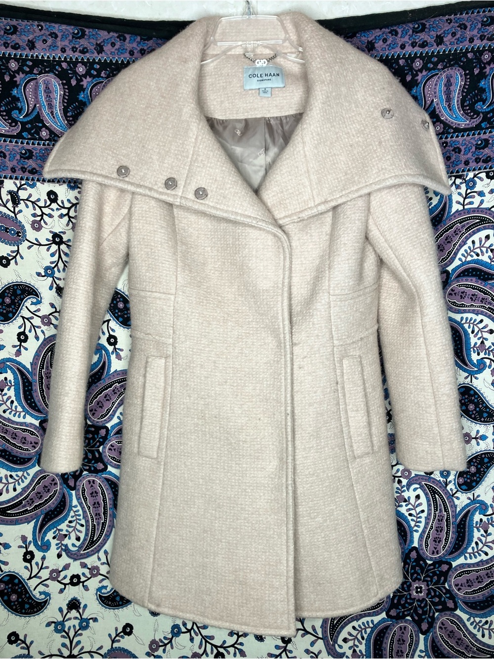 Cole Haaan gorgeous wool blend shawl collar coat 8